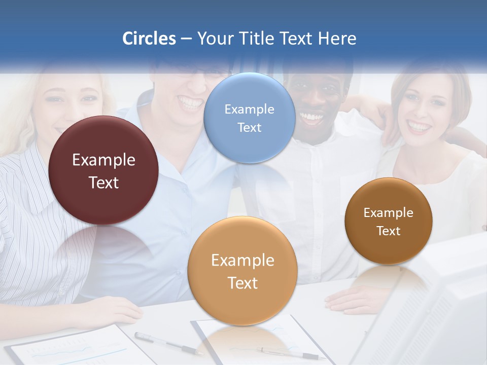 A Group Of People Standing Around A Table PowerPoint Template