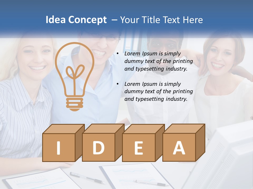 A Group Of People Standing Around A Table PowerPoint Template