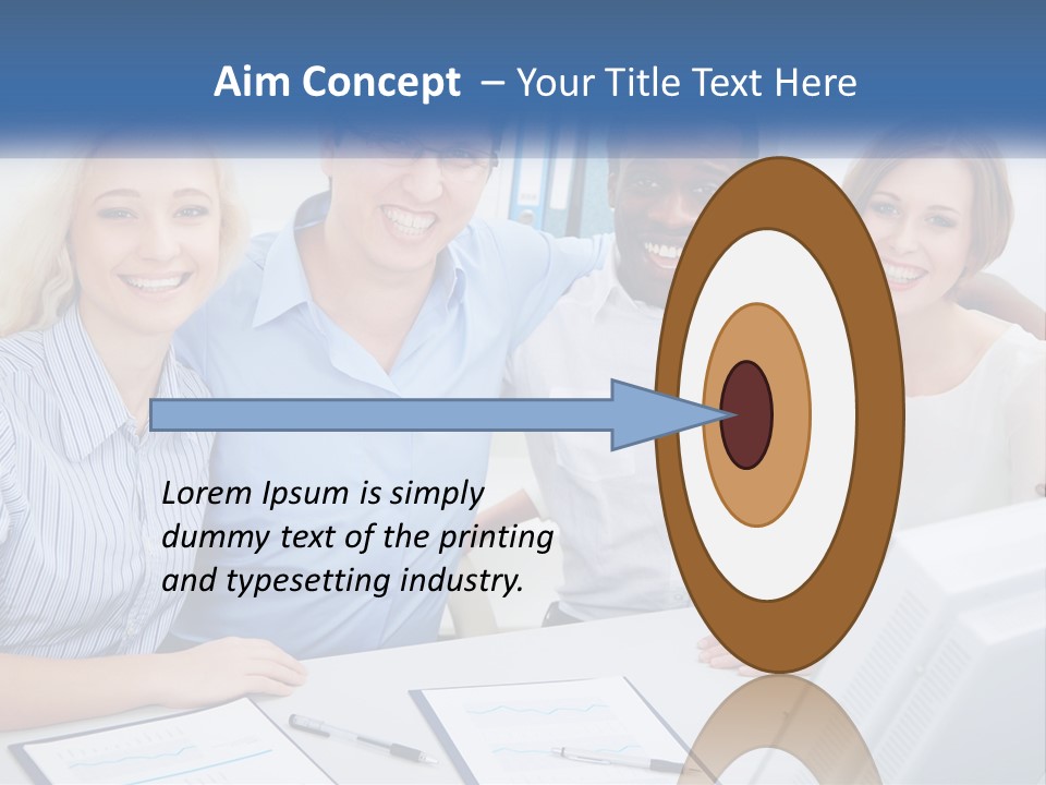 A Group Of People Standing Around A Table PowerPoint Template