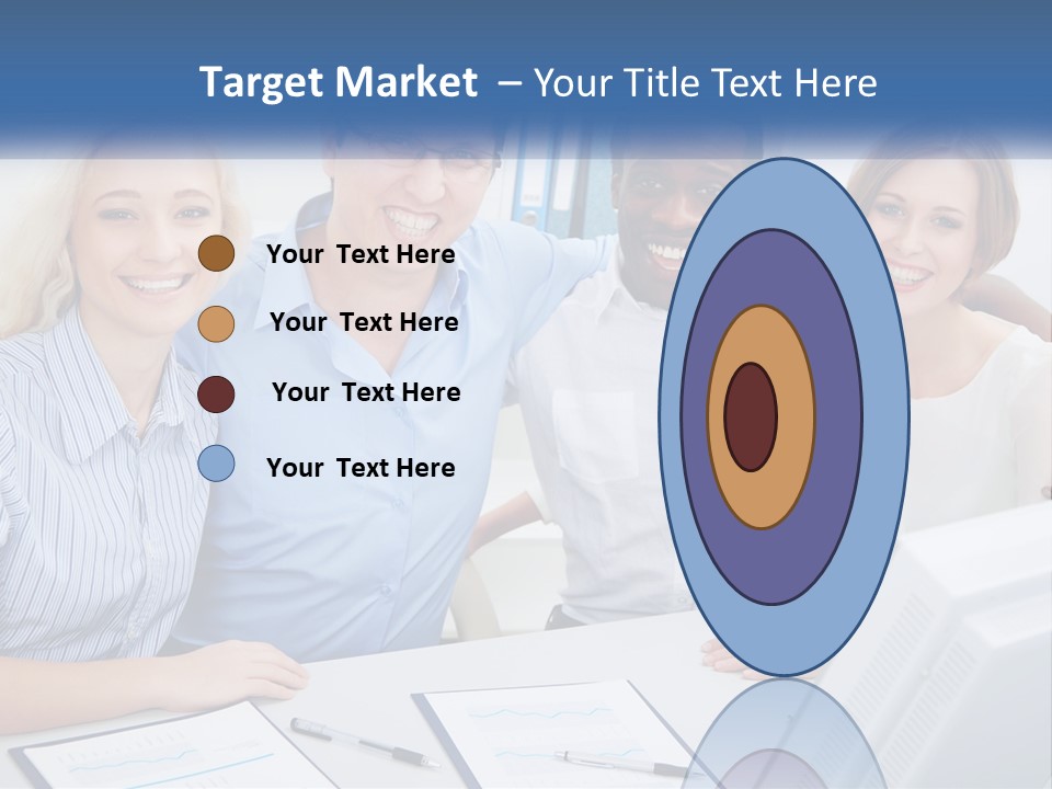 A Group Of People Standing Around A Table PowerPoint Template