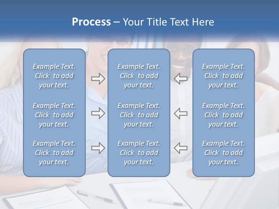 A Group Of People Standing Around A Table PowerPoint Template