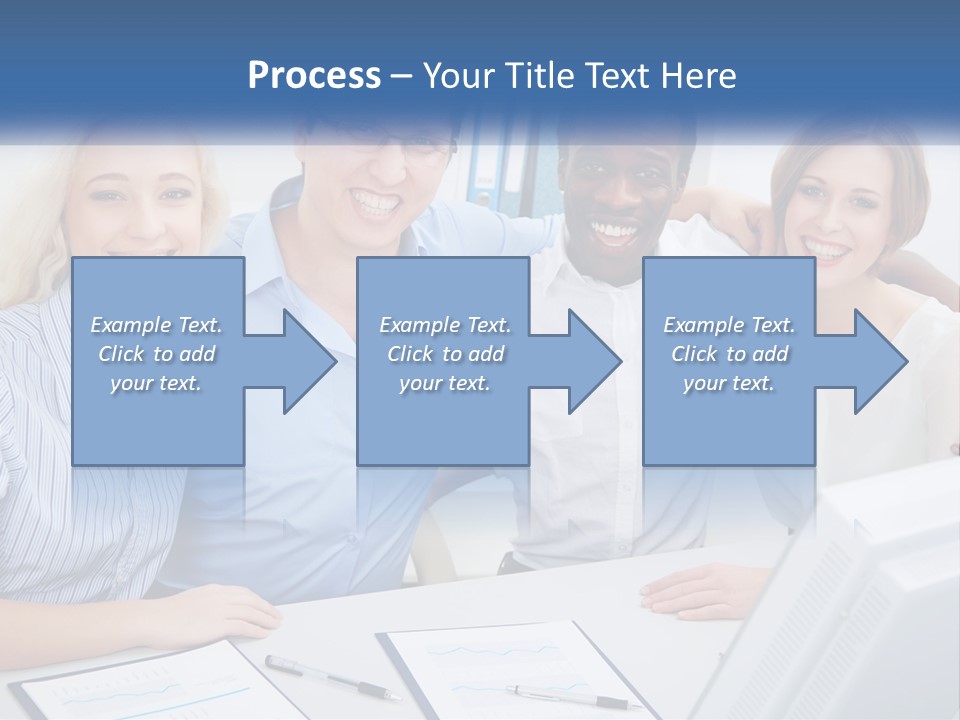 A Group Of People Standing Around A Table PowerPoint Template