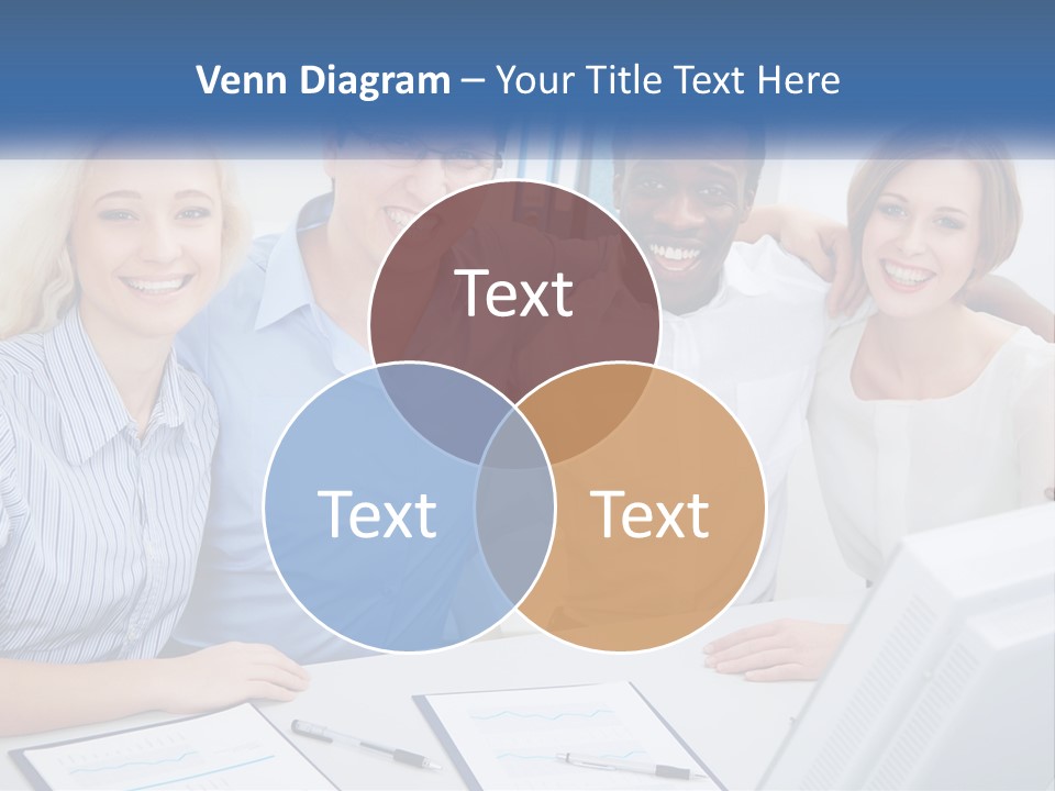 A Group Of People Standing Around A Table PowerPoint Template