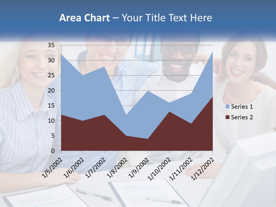 A Group Of People Standing Around A Table PowerPoint Template