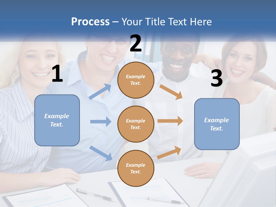 A Group Of People Standing Around A Table PowerPoint Template