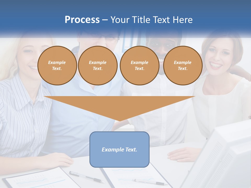 A Group Of People Standing Around A Table PowerPoint Template