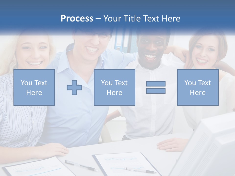A Group Of People Standing Around A Table PowerPoint Template