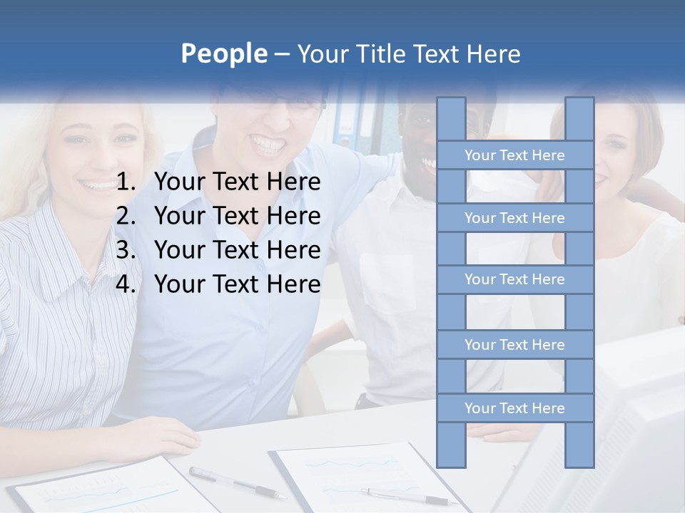 A Group Of People Standing Around A Table PowerPoint Template