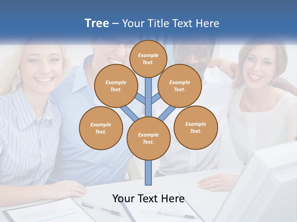 A Group Of People Standing Around A Table PowerPoint Template
