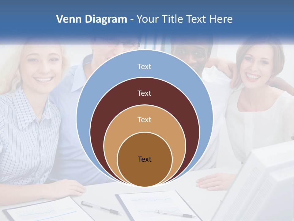A Group Of People Standing Around A Table PowerPoint Template