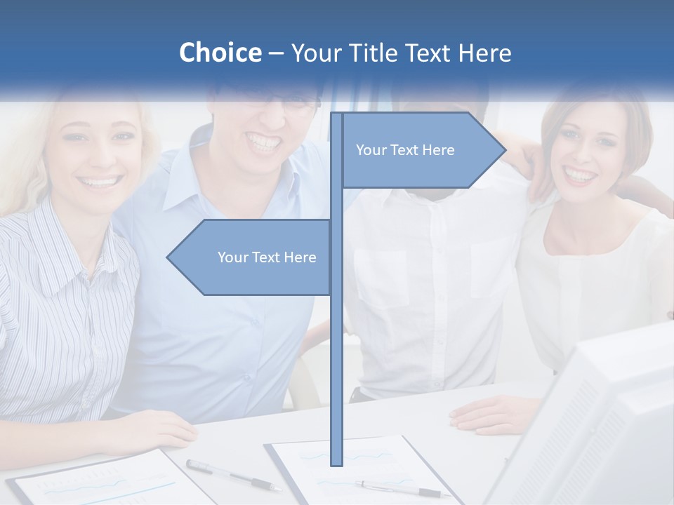 A Group Of People Standing Around A Table PowerPoint Template