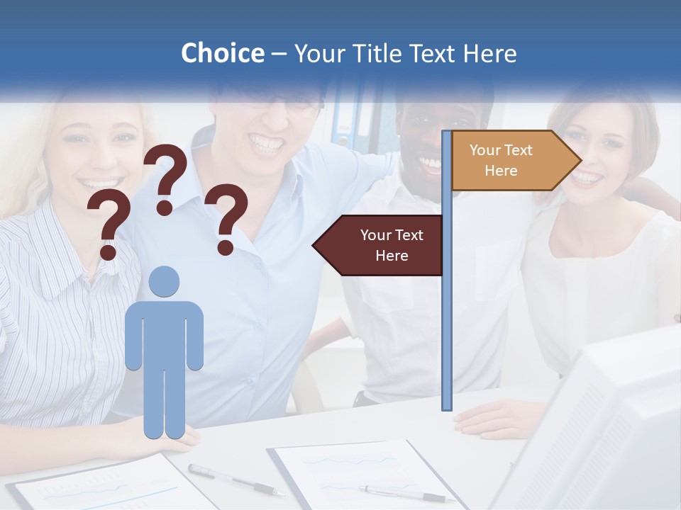 A Group Of People Standing Around A Table PowerPoint Template