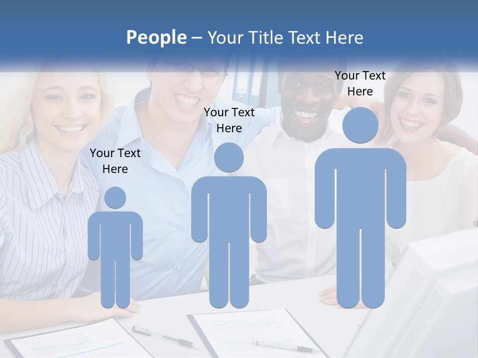 A Group Of People Standing Around A Table PowerPoint Template
