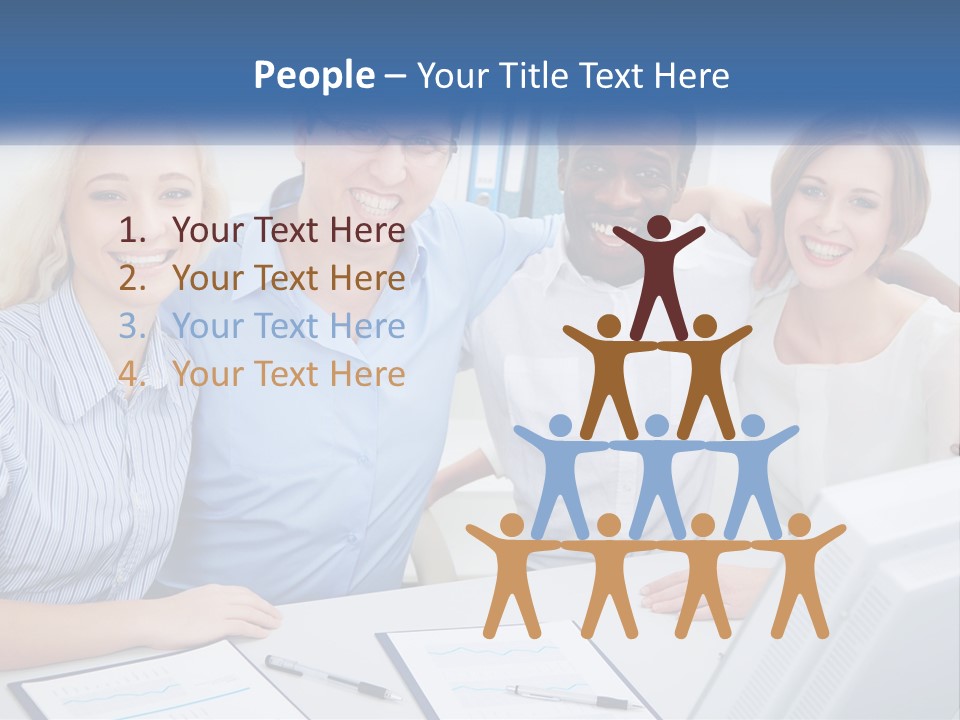 A Group Of People Standing Around A Table PowerPoint Template