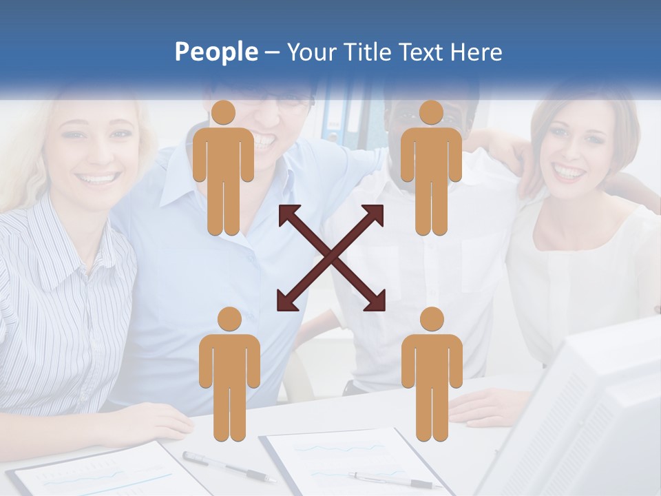 A Group Of People Standing Around A Table PowerPoint Template