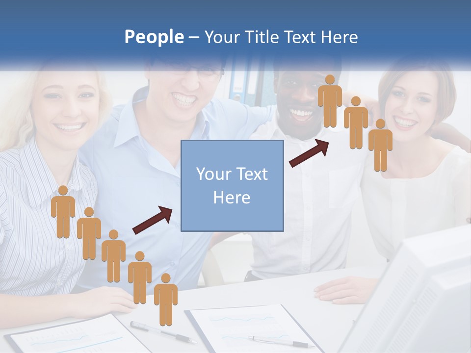 A Group Of People Standing Around A Table PowerPoint Template