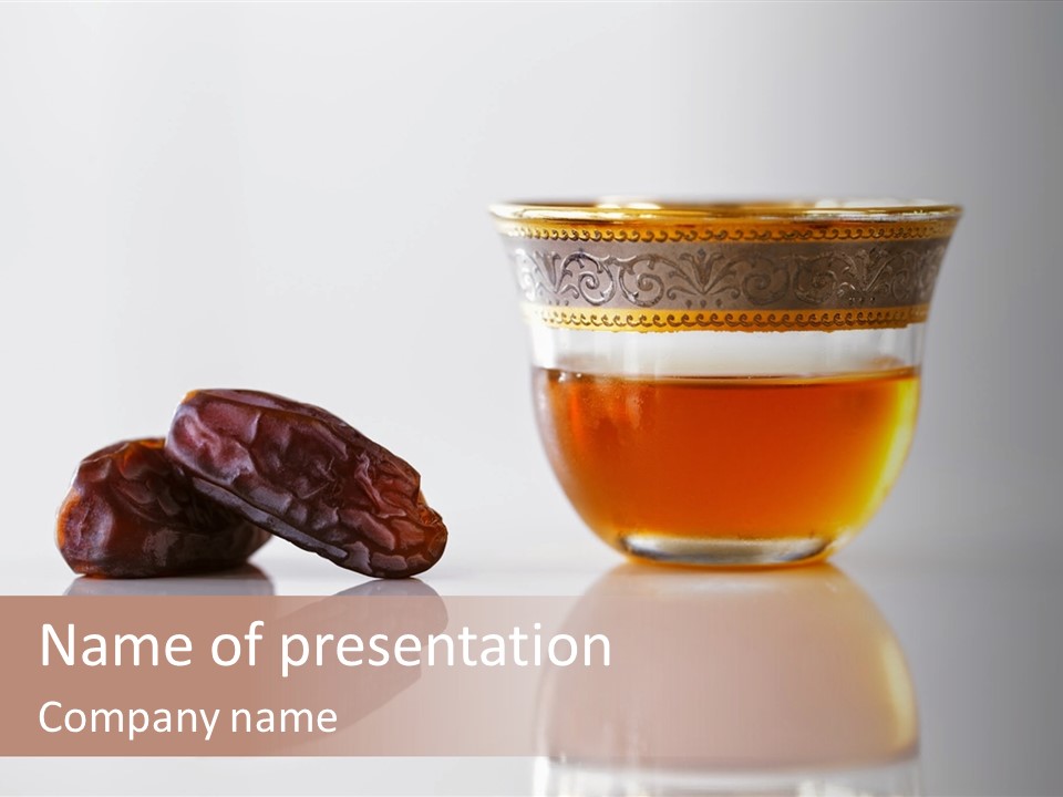A Cup Of Tea Next To A Bowl Of Raisins PowerPoint Template