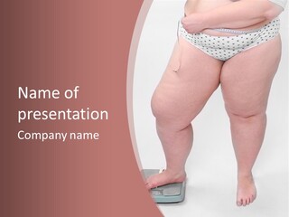 A Fat Woman Standing On Top Of A Scale PowerPoint Template