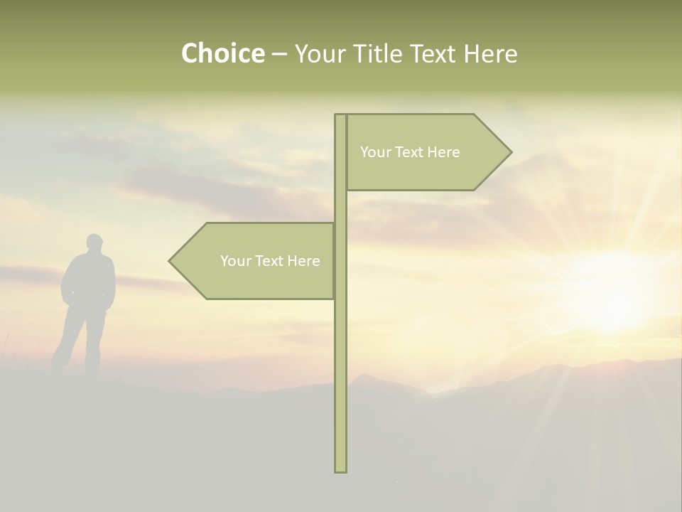 A Man Standing On Top Of A Hill Under A Cloudy Sky PowerPoint Template