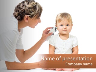 A Woman Combing A Small Child's Hair With An Electric Toothbrush PowerPoint Template