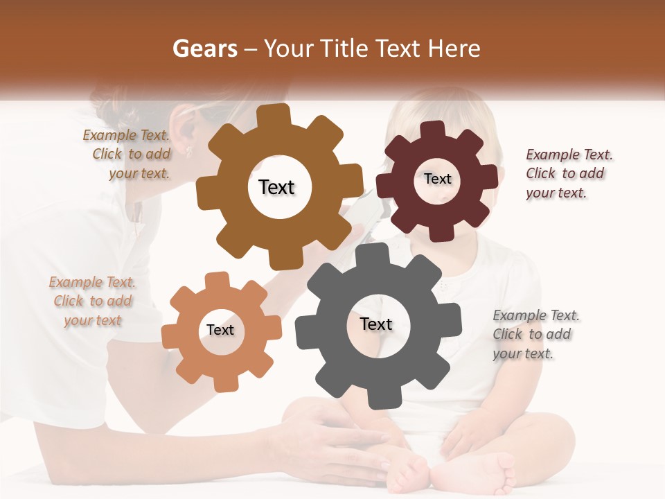 A Woman Combing A Small Child's Hair With An Electric Toothbrush PowerPoint Template