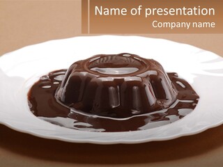 A White Plate Topped With A Chocolate Pudding PowerPoint Template