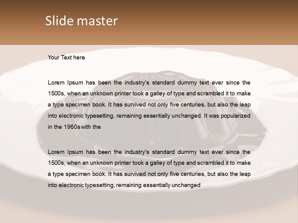 A White Plate Topped With A Chocolate Pudding PowerPoint Template