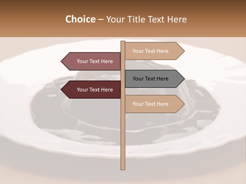 A White Plate Topped With A Chocolate Pudding PowerPoint Template