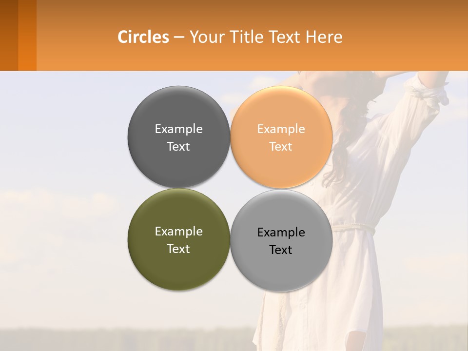 A Woman In A White Dress Is Holding Her Hands Behind Her Head PowerPoint Template