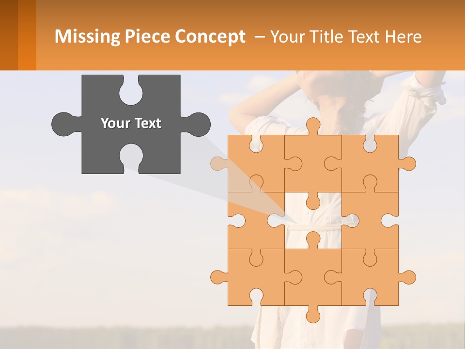 A Woman In A White Dress Is Holding Her Hands Behind Her Head PowerPoint Template