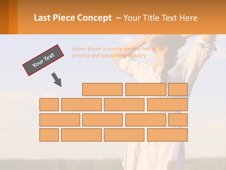 A Woman In A White Dress Is Holding Her Hands Behind Her Head PowerPoint Template