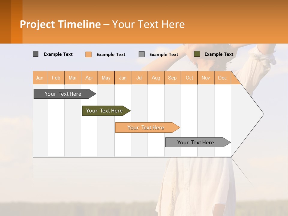 A Woman In A White Dress Is Holding Her Hands Behind Her Head PowerPoint Template