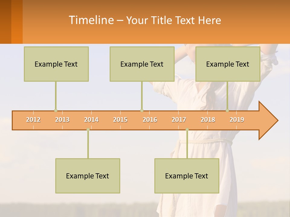 A Woman In A White Dress Is Holding Her Hands Behind Her Head PowerPoint Template