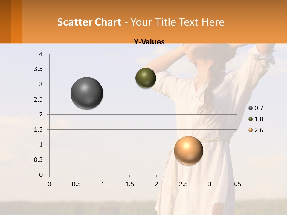 A Woman In A White Dress Is Holding Her Hands Behind Her Head PowerPoint Template