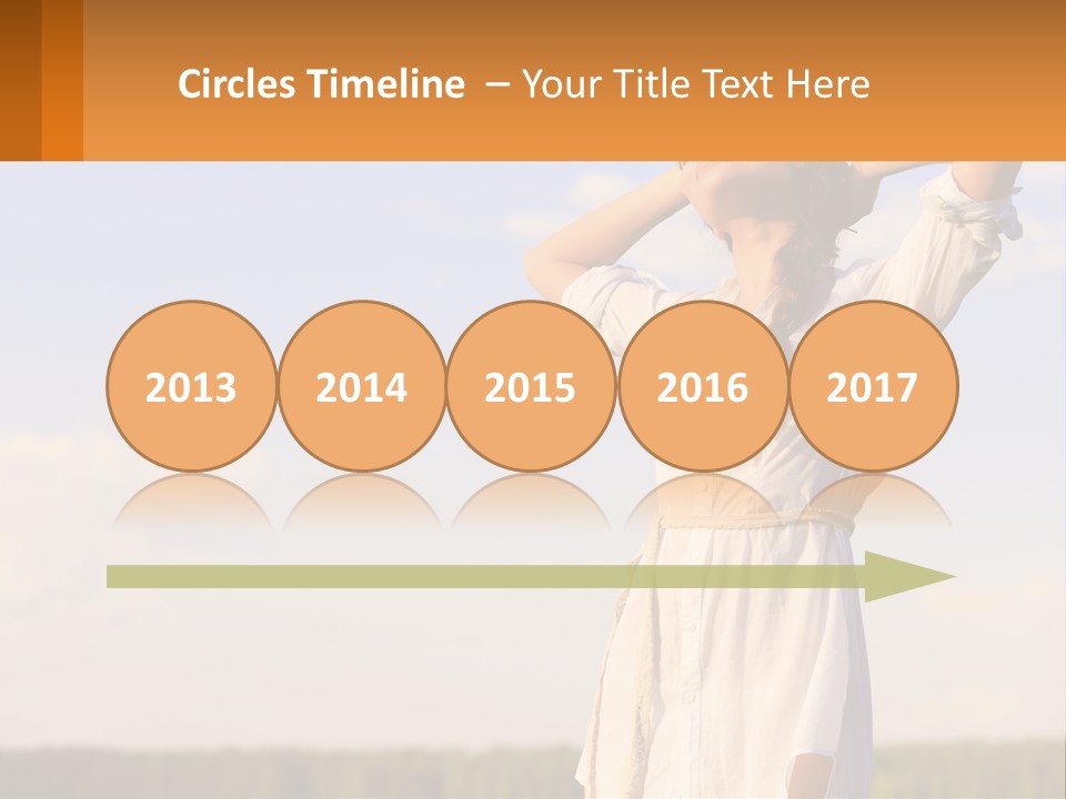 A Woman In A White Dress Is Holding Her Hands Behind Her Head PowerPoint Template