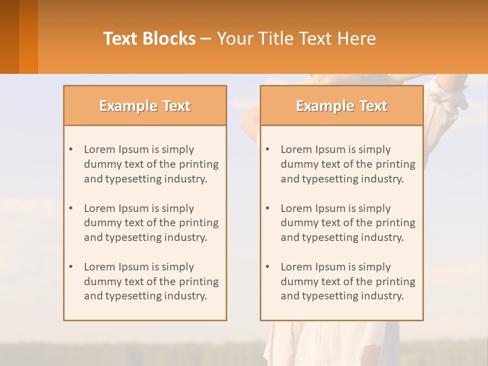 A Woman In A White Dress Is Holding Her Hands Behind Her Head PowerPoint Template