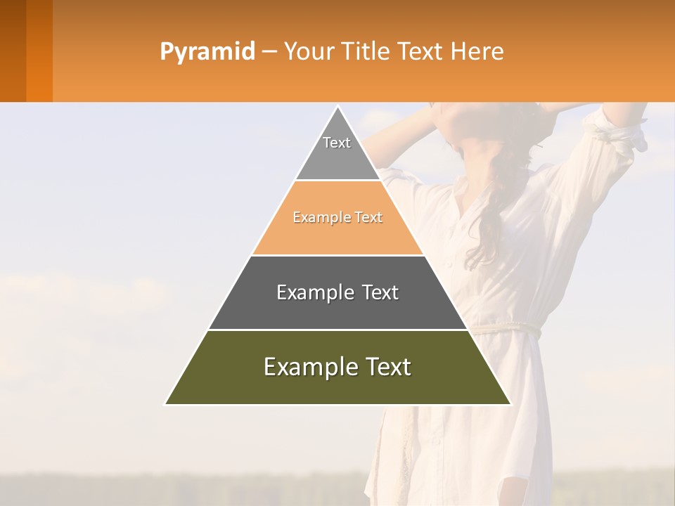 A Woman In A White Dress Is Holding Her Hands Behind Her Head PowerPoint Template