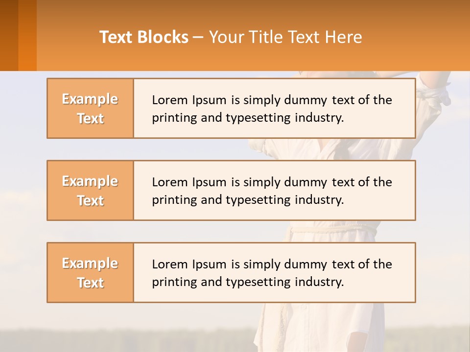 A Woman In A White Dress Is Holding Her Hands Behind Her Head PowerPoint Template