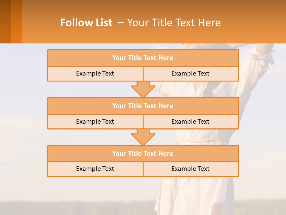 A Woman In A White Dress Is Holding Her Hands Behind Her Head PowerPoint Template