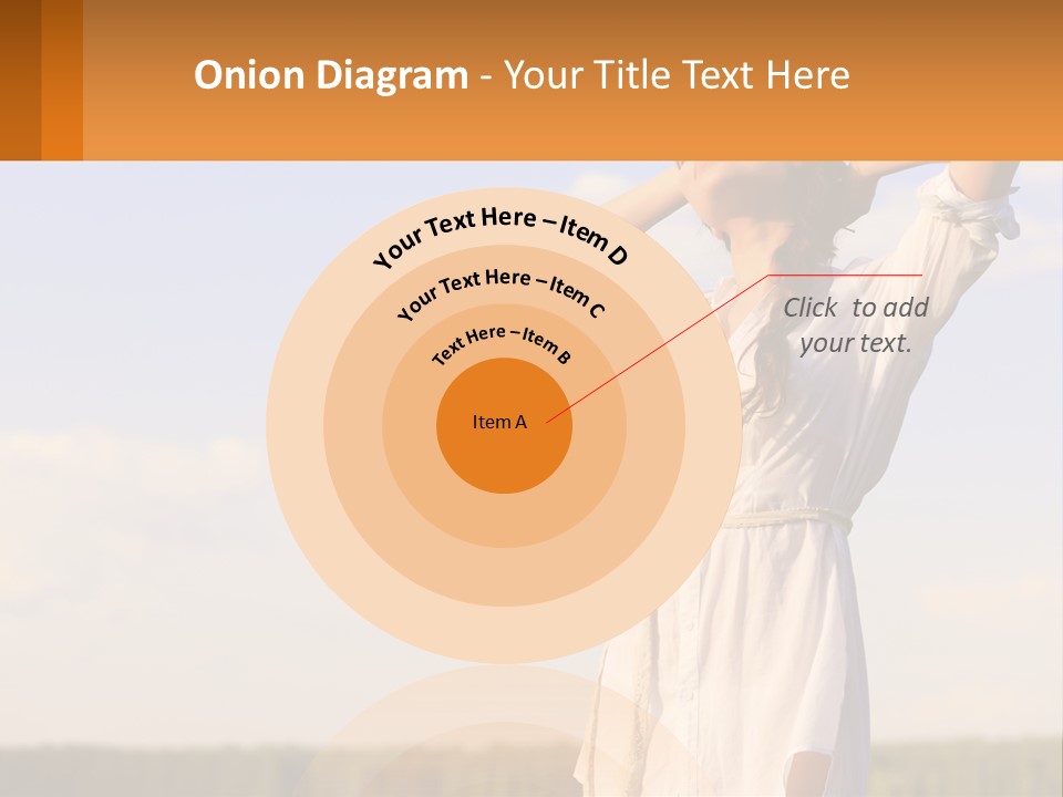 A Woman In A White Dress Is Holding Her Hands Behind Her Head PowerPoint Template