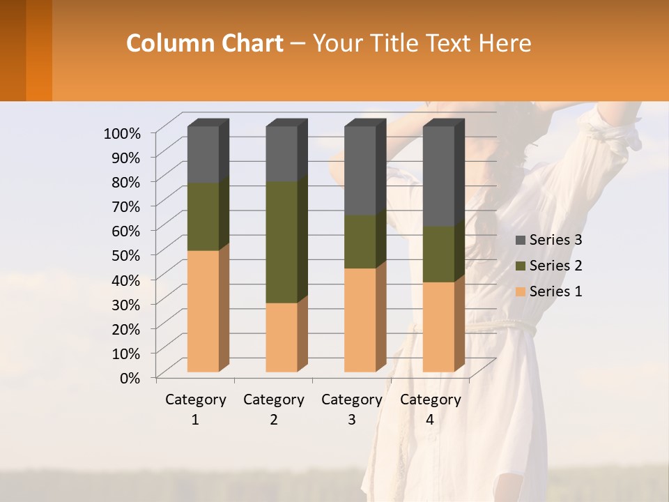 A Woman In A White Dress Is Holding Her Hands Behind Her Head PowerPoint Template