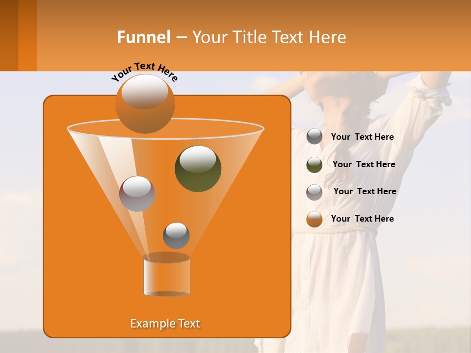 A Woman In A White Dress Is Holding Her Hands Behind Her Head PowerPoint Template