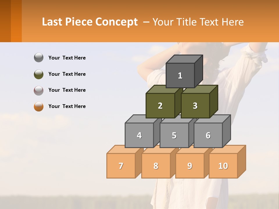 A Woman In A White Dress Is Holding Her Hands Behind Her Head PowerPoint Template