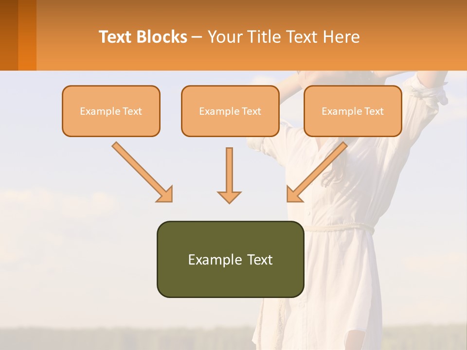 A Woman In A White Dress Is Holding Her Hands Behind Her Head PowerPoint Template