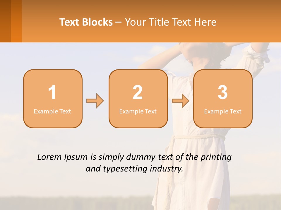 A Woman In A White Dress Is Holding Her Hands Behind Her Head PowerPoint Template