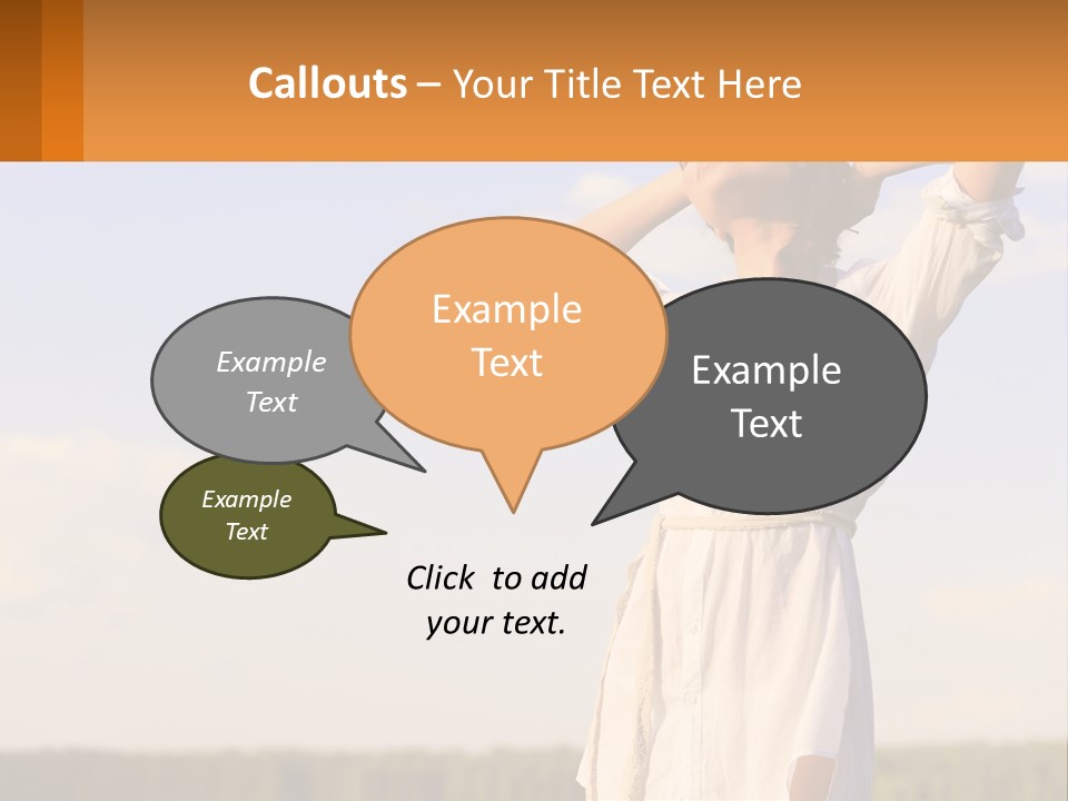 A Woman In A White Dress Is Holding Her Hands Behind Her Head PowerPoint Template