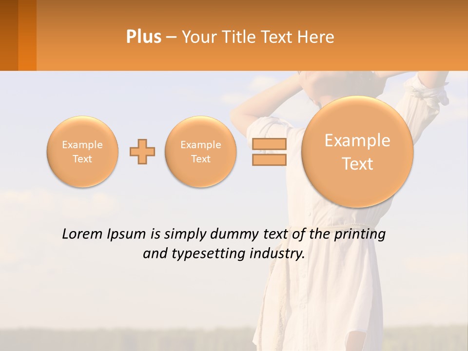 A Woman In A White Dress Is Holding Her Hands Behind Her Head PowerPoint Template