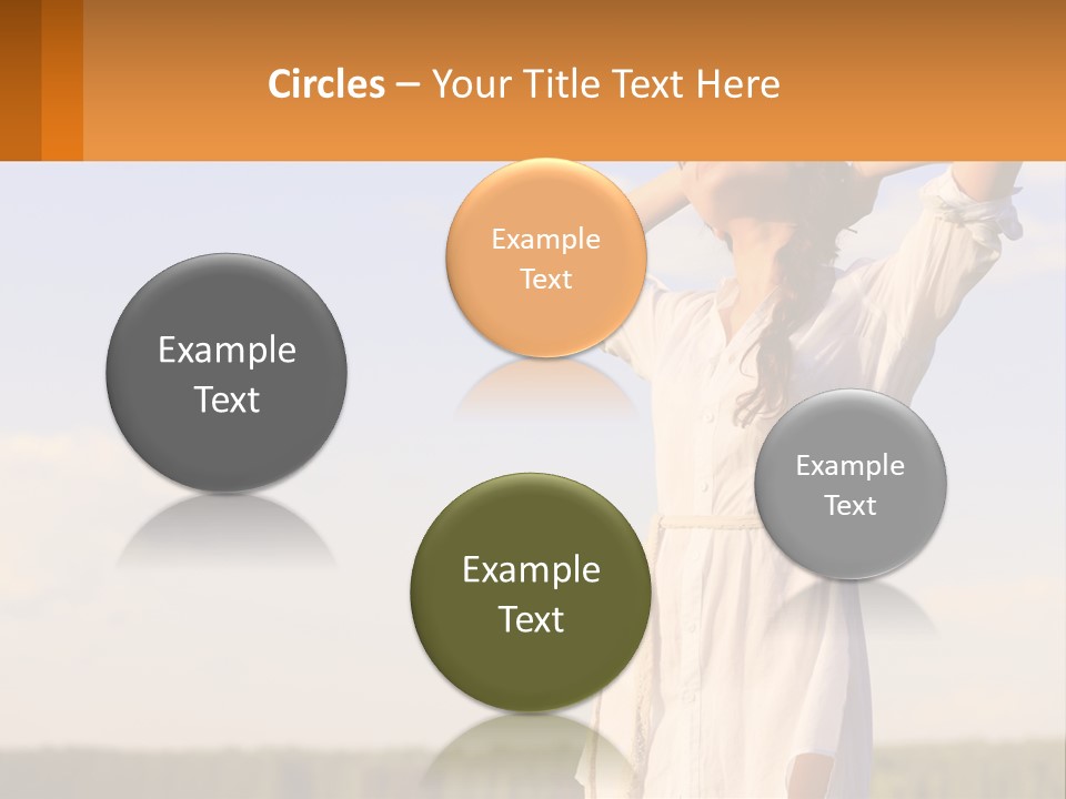 A Woman In A White Dress Is Holding Her Hands Behind Her Head PowerPoint Template