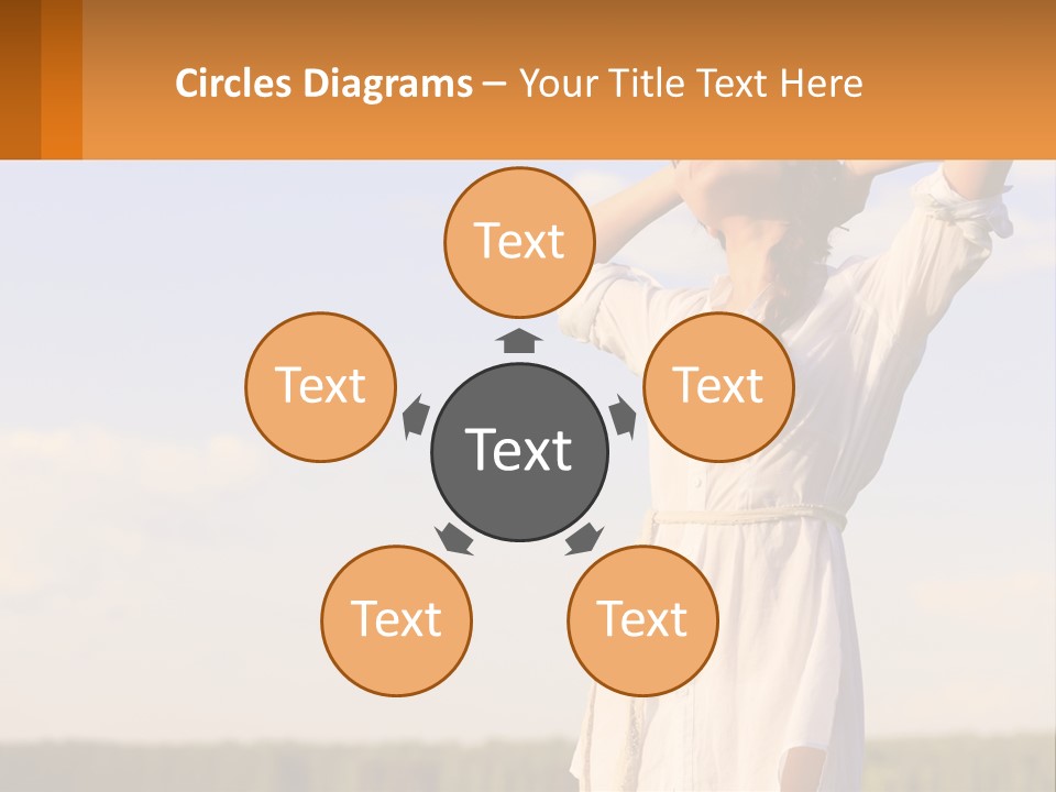 A Woman In A White Dress Is Holding Her Hands Behind Her Head PowerPoint Template