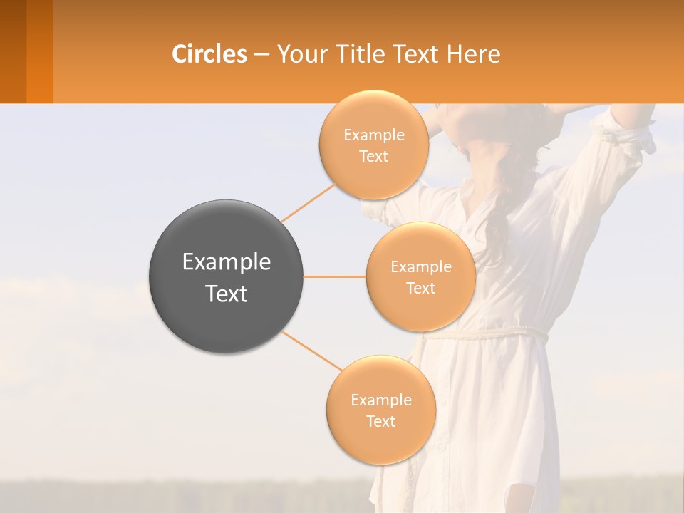 A Woman In A White Dress Is Holding Her Hands Behind Her Head PowerPoint Template